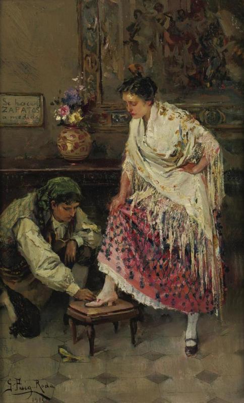 The Shoe Fitting, 1915 Artwork by Gabriel Puig Roda