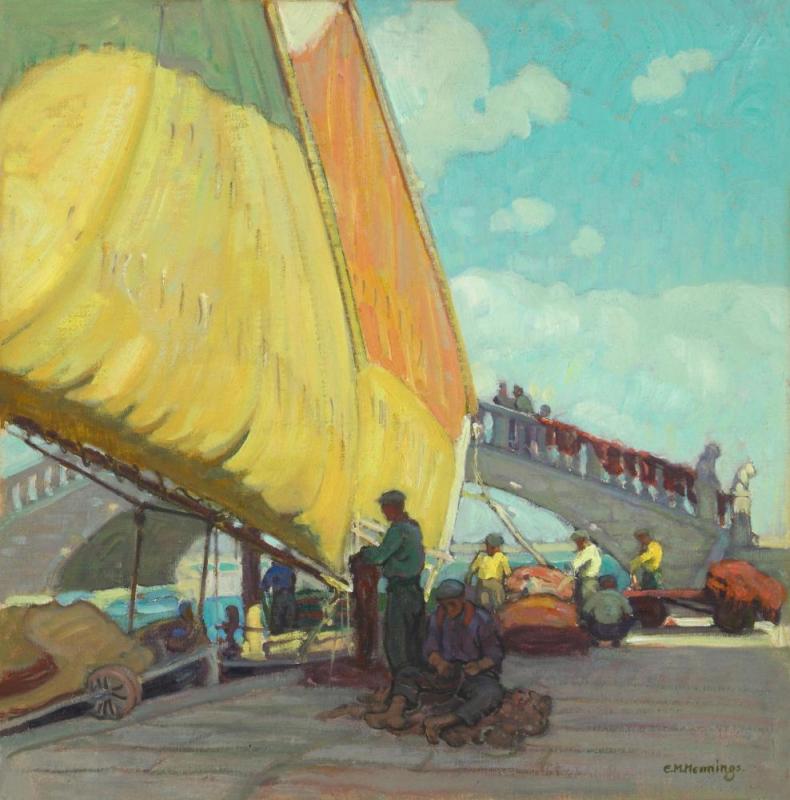 Fishermen Mending Nets Artwork by E. Martin Hennings