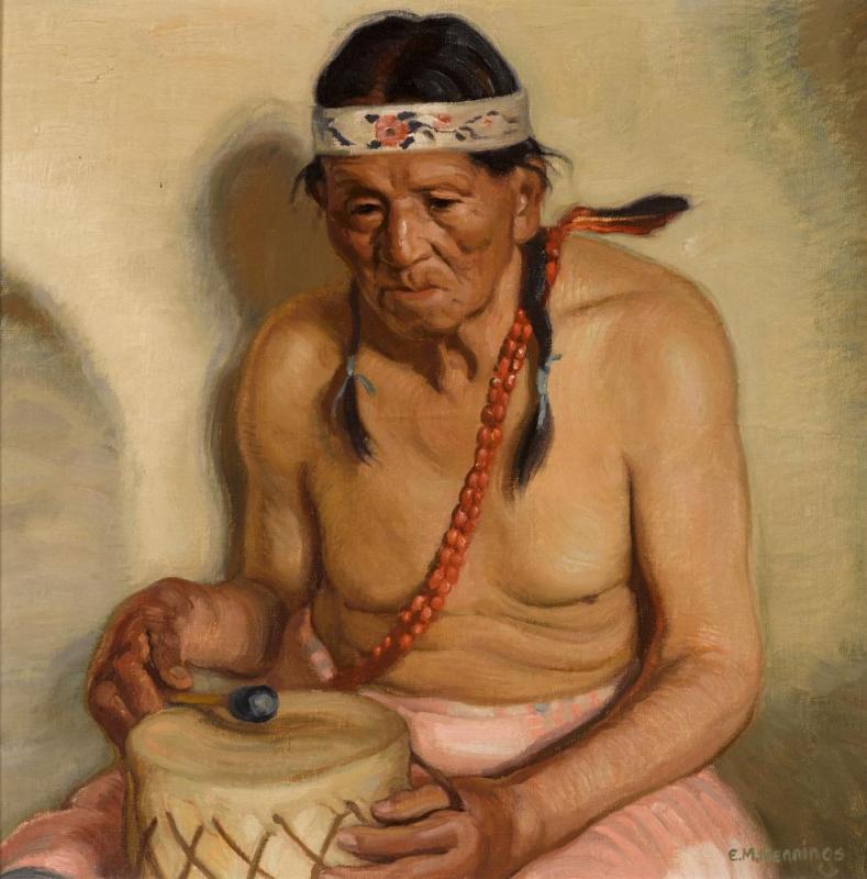 Taos Pueblo Indian, John Martinez, 1945 Artwork by E. Martin Hennings