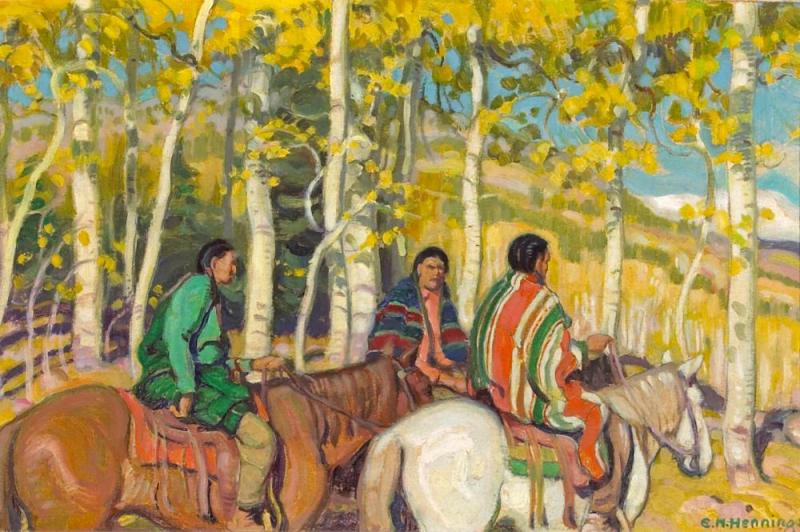 Indian Horsemen Artwork by E. Martin Hennings