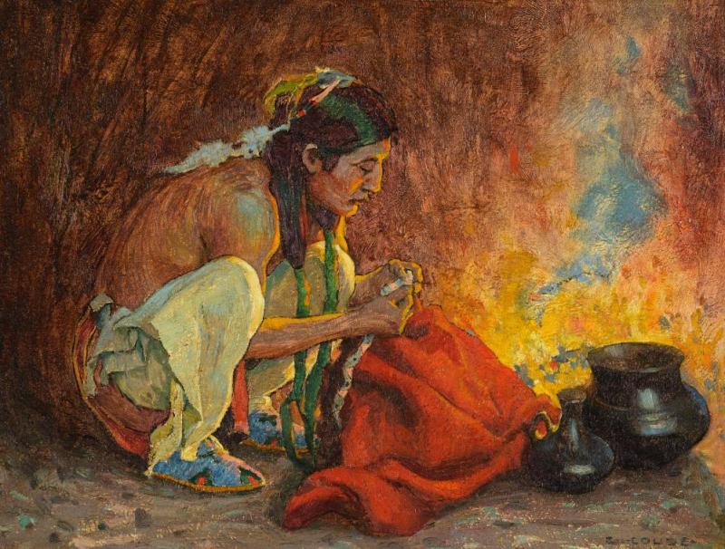 The Red Blanket Artwork by E. Irving Couse
