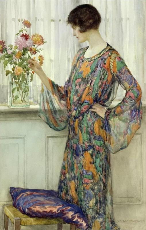 Arranging Flowers, 1920 Artwork by William Henry Margetson