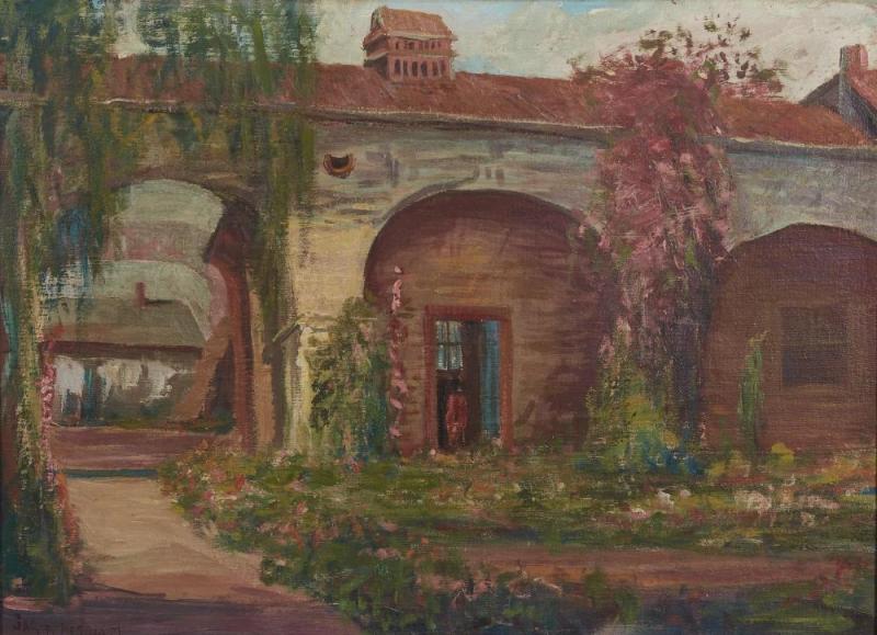 Courtyard View, Mission San Juan Capistrano Artwork by James Arthur Merriam