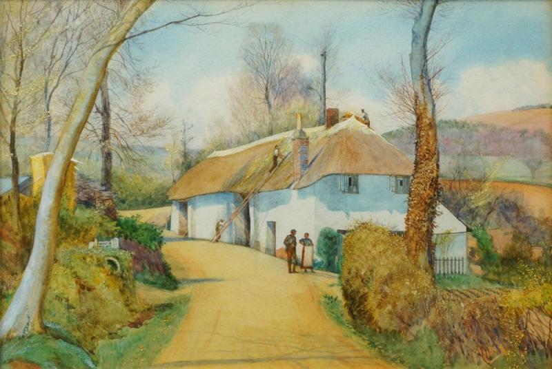 Thatching, Sidmouth, South Devon, C.1901 Artwork by George Howard, 9th Earle of Carlisle
