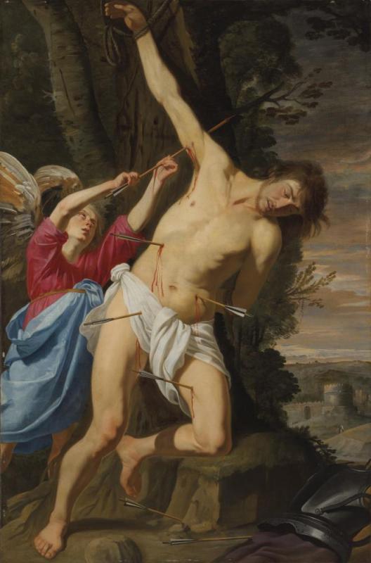 Saint Sebastian Healed By An Angel Artwork by Theodoor Rombouts