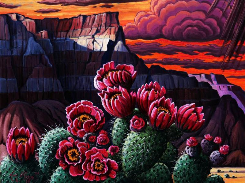 Cactus Flower Artwork by Kim Wiggins