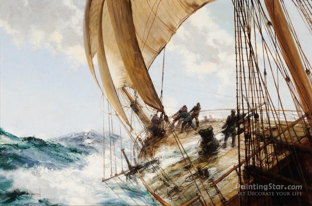 A Roll To Loo'ard, 1956 Artwork by Montague Dawson