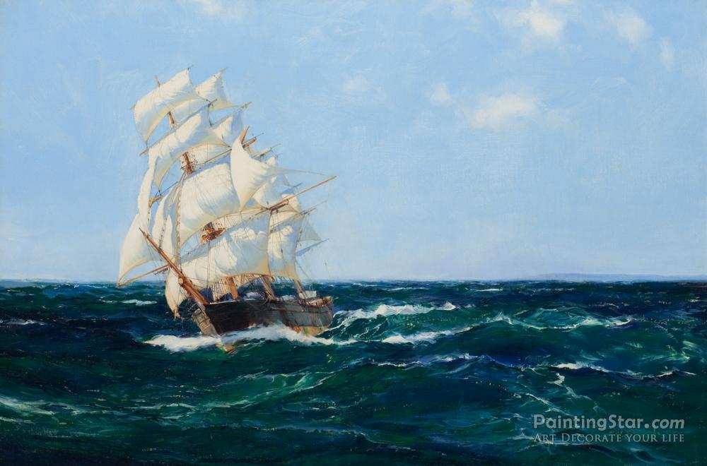 Clipper Ship Lahloo Artwork by Montague Dawson