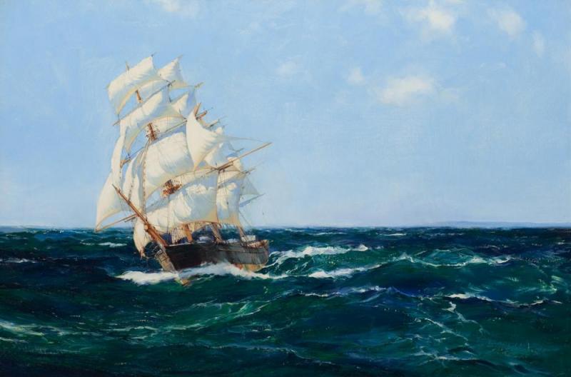 Clipper Ship Lahloo Artwork by Montague Dawson
