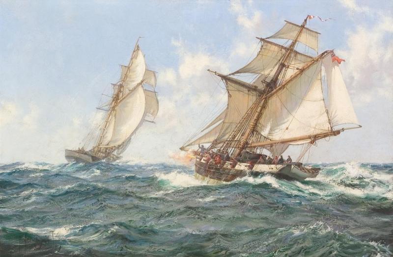 Heave To Artwork by Montague Dawson