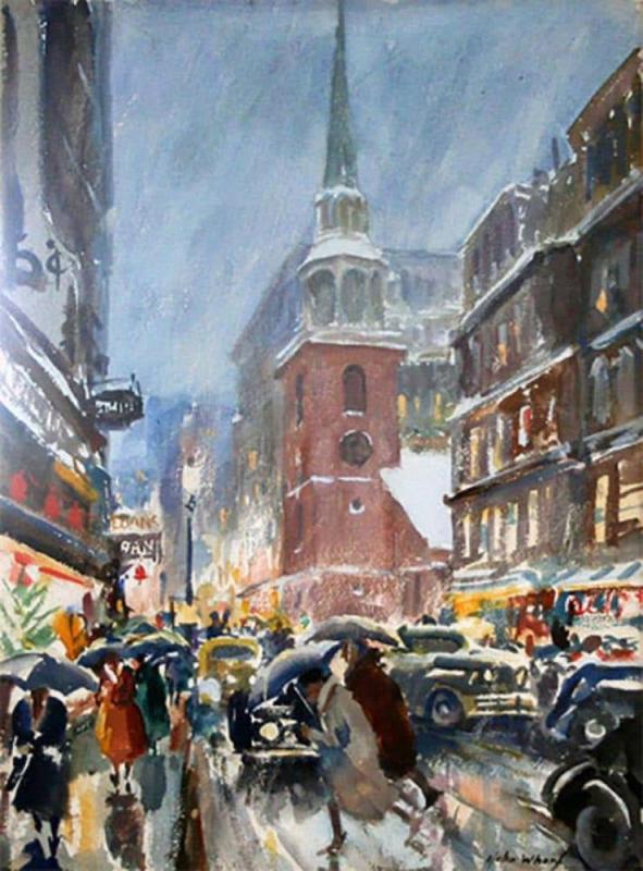 Christmas Rush, Washington Street Artwork by John Whorf