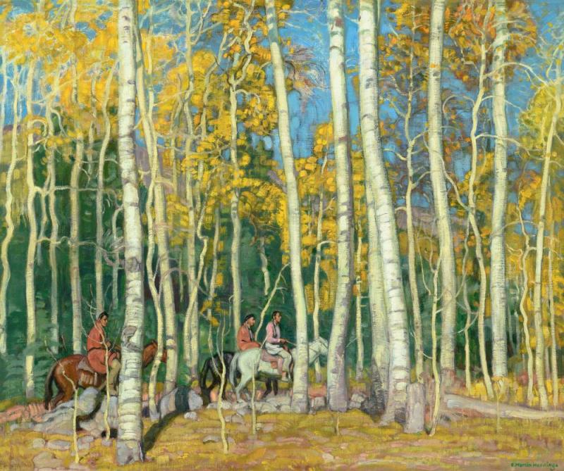 Riding Through The Aspens Artwork by E. Martin Hennings