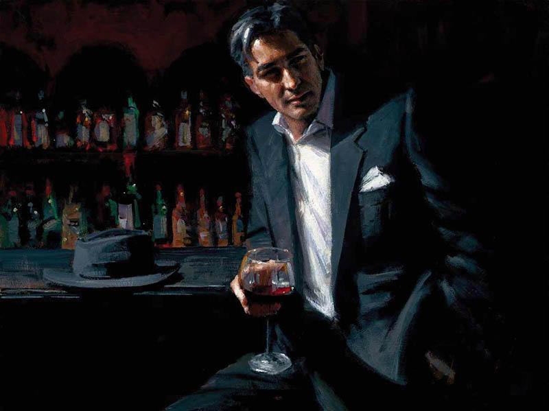 Black Suit Red Wine Artwork by Fabian Perez