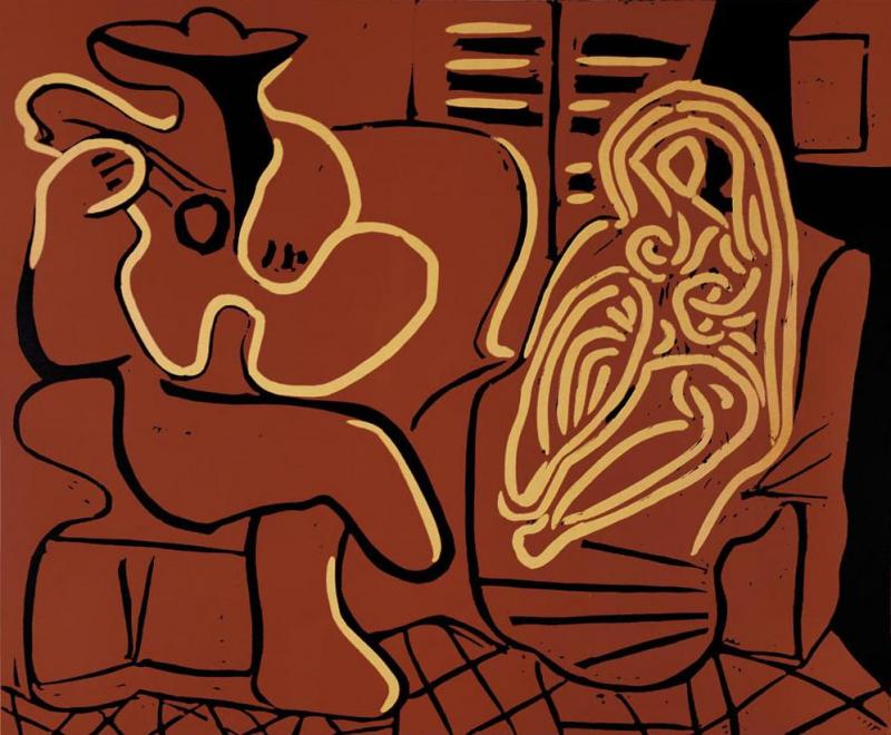 Femme Dans Un Fauteuil Et Guitarist (woman In A Chair And Guitarist), 1959 Artwork by Pablo Picasso