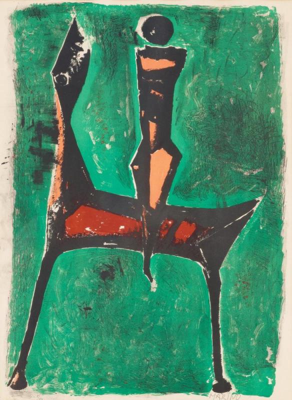 Cavalier Sur Fond Vert, 1957 Artwork by Marino Marini