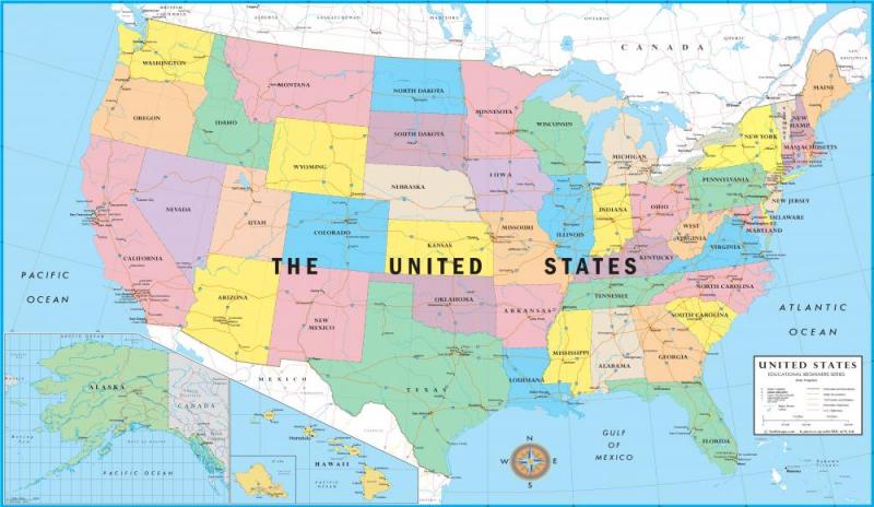 Beginners United States Wall Map Artwork by Collections