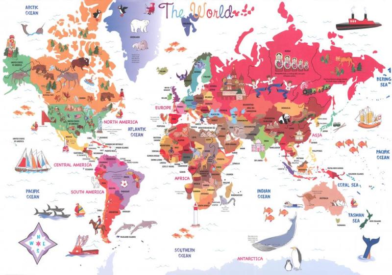 Illustrated Kids World Map Artwork by Collections