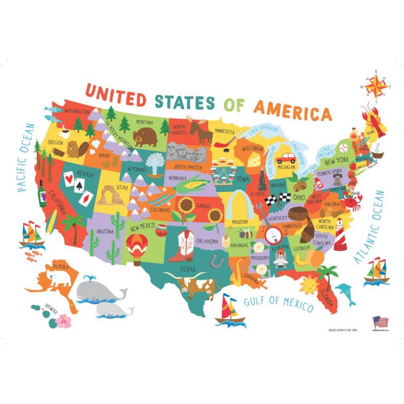 United States Illustrated Wall Map Artwork by Collections