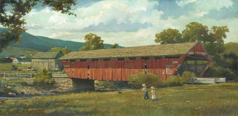 Cornwall Bridge, Connecticut Artwork by Eric Sloane