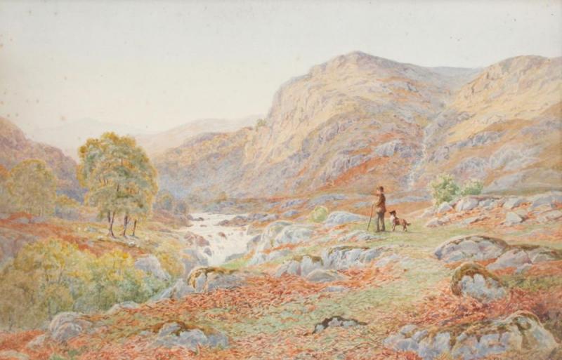 A Man And His Dog In A Country Landscape, 1888 Artwork by Robert Dobson