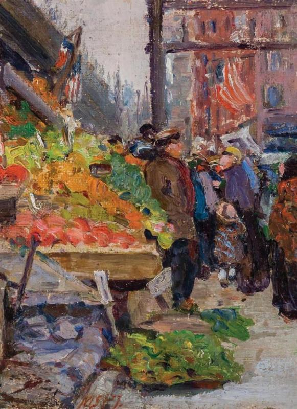 Lower East Side Fruit Market, 1917 Artwork by Mary Smith Perkins