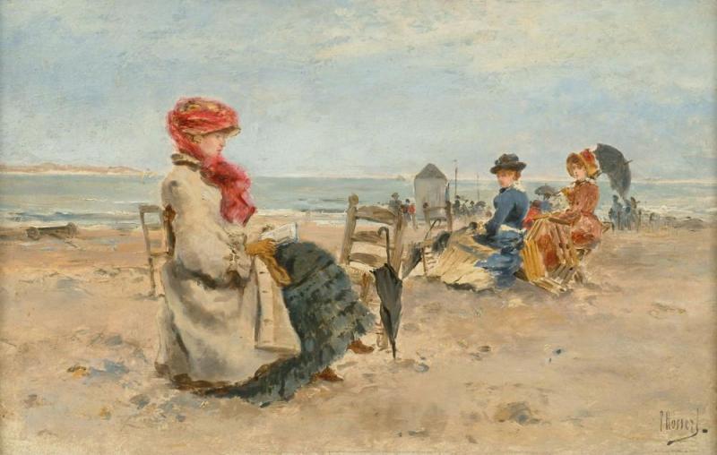 Reading On The Beach Artwork by Paul Rossert