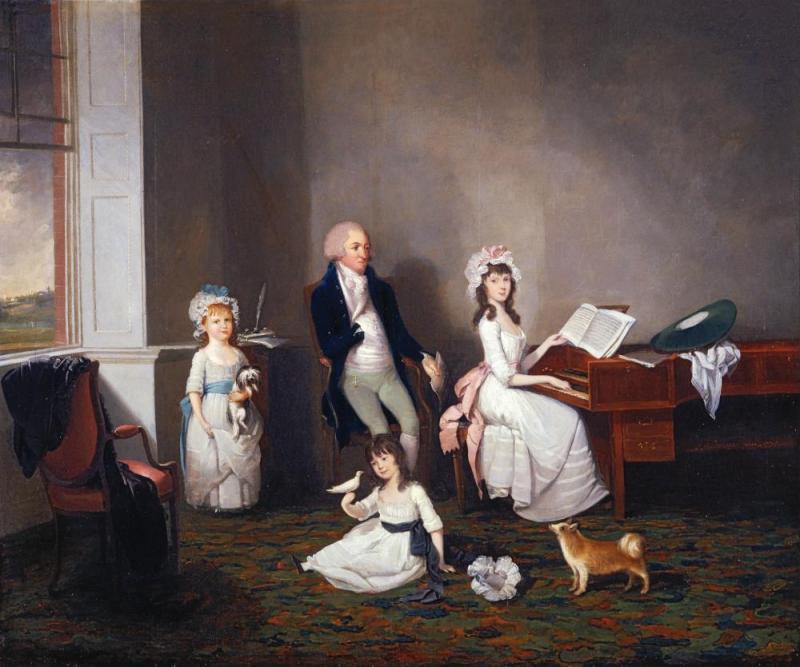 John Richard Comyns Of Hylands, Essex, With His Daughters, 1775 Artwork by John Greenwood