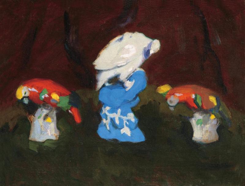 Porcelain Parrots Ii, 1910 Artwork by Károly Ferenczy