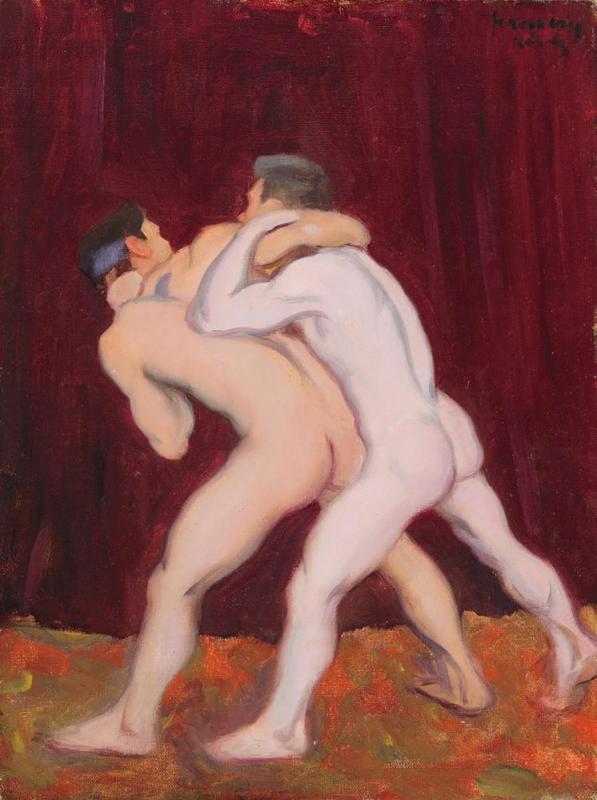 Wrestlers, 1912 Artwork by Károly Ferenczy