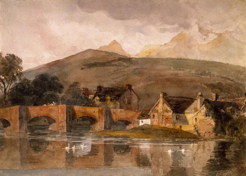 Village By A River, 1824 Artwork by Peter de Wint