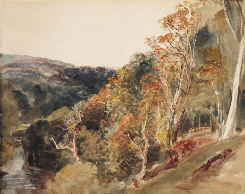 Wooded Hills Descending To A Valley Near Lowther, Westmoreland Artwork by Peter de Wint