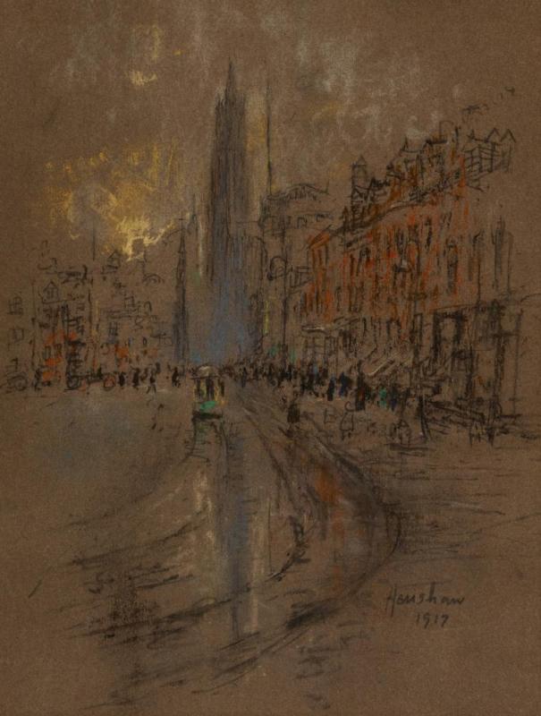 New York Street Scene, 1917 Artwork by Glen Cooper Henshaw