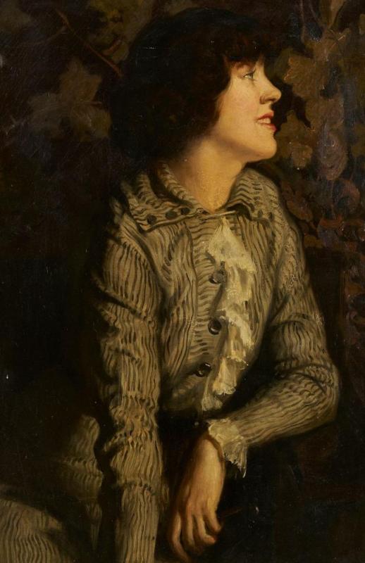 Portrait Of Woman In Striped Dress, Kentucky Interest Artwork by John Bernhard Alberts