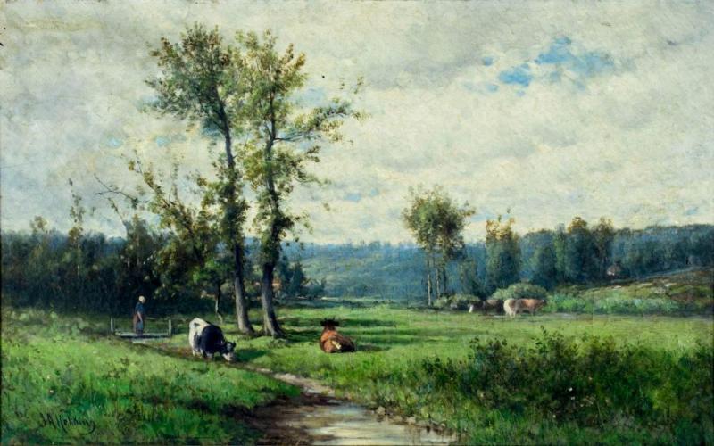 Landscape With Cows Artwork by Joseph Antonio Hekking