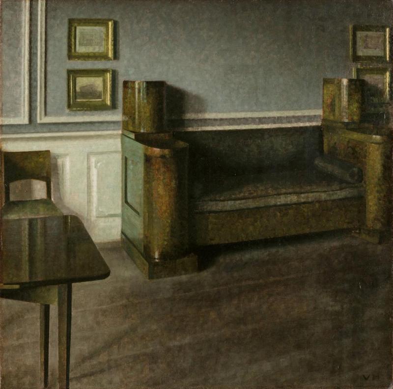 Interior With Cabinet Sofa, 1907 Artwork by Vilhelm Hammershøi