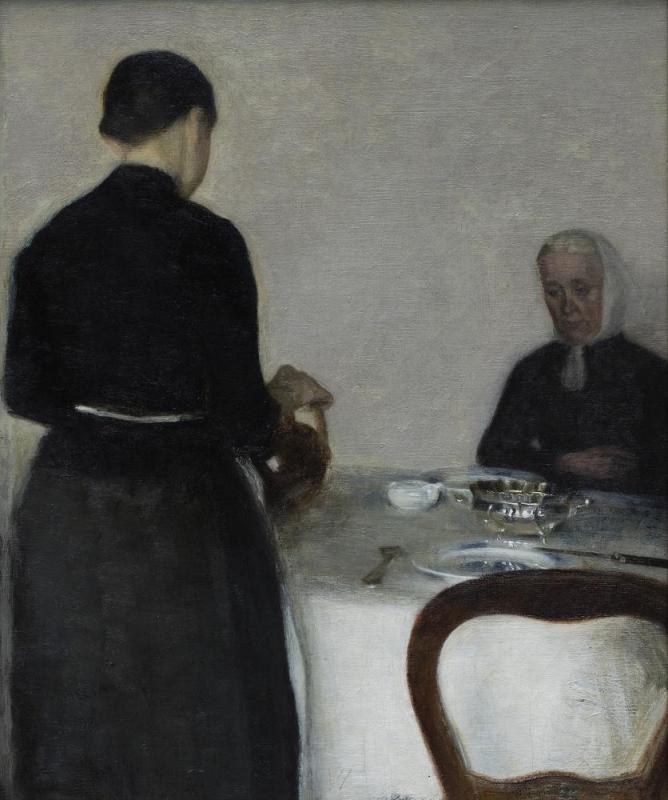 Interior With The Artist’s Mother And Sister, 1884 Artwork by Vilhelm Hammershøi