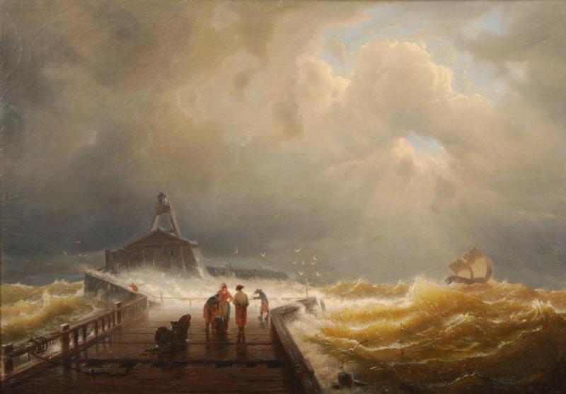 A Pier At Dieppe, 1853 Artwork by Frédéric Théodore Lix