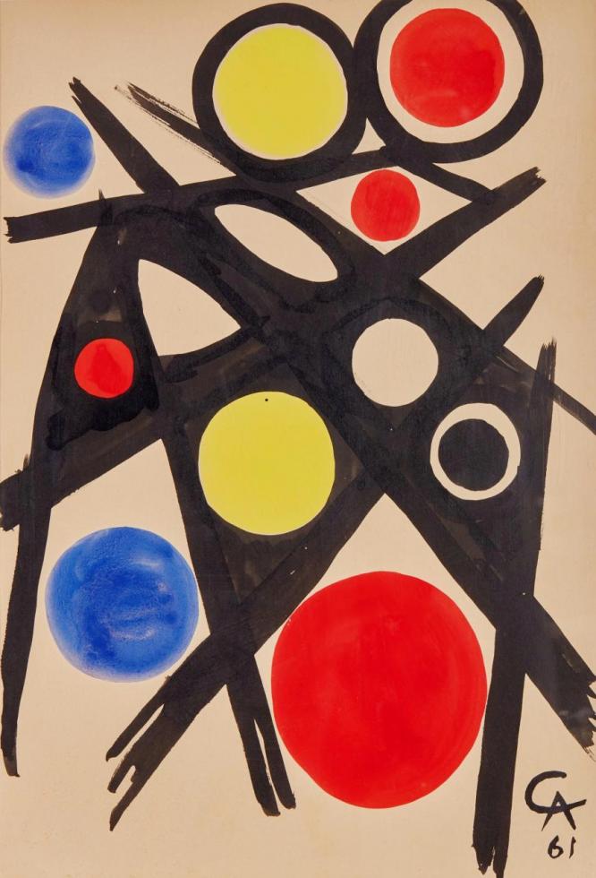 Black Structure With Discs, 1961 Artwork by Alexander Calder