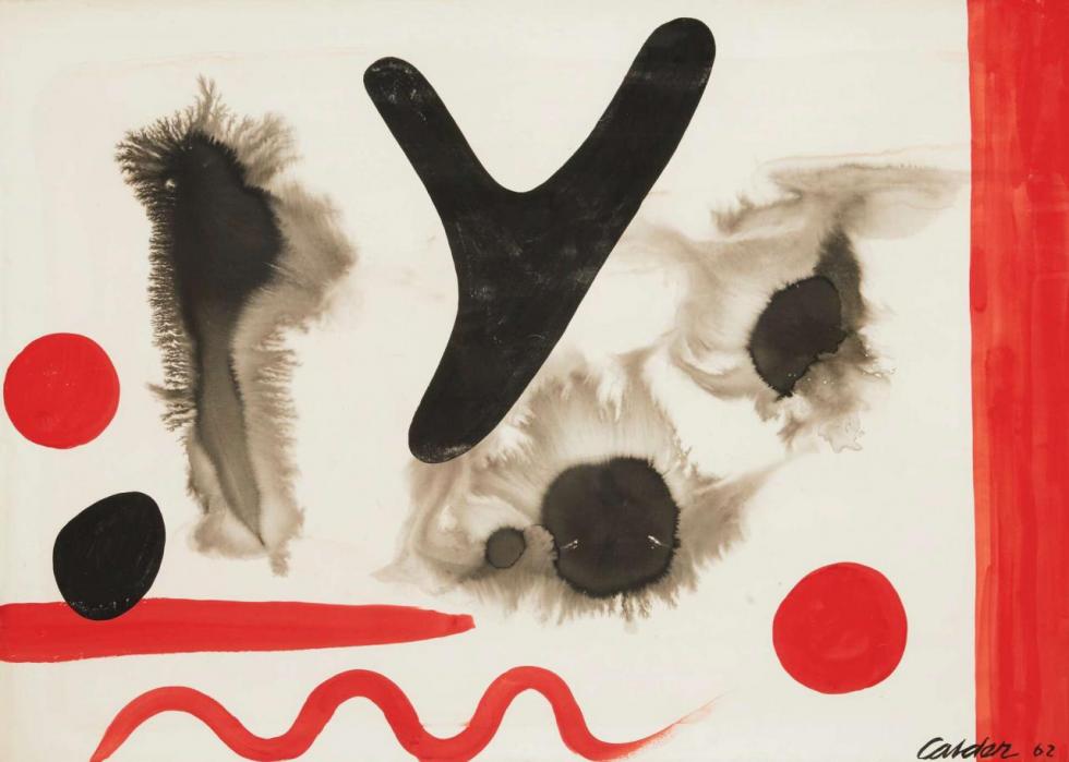 Mauve With Black Wishbone, 1962 Artwork by Alexander Calder