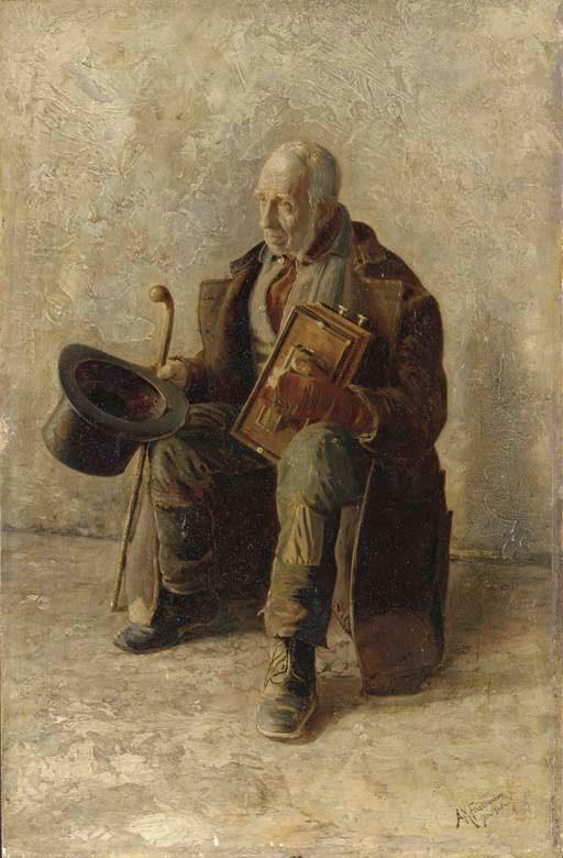 Street Musician, 1880-90 Artwork by Augustus Maurice Friedlander