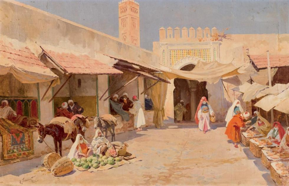 Tangier Bazaar, 1913-1914 Artwork by Enrique Simonet Lombardo