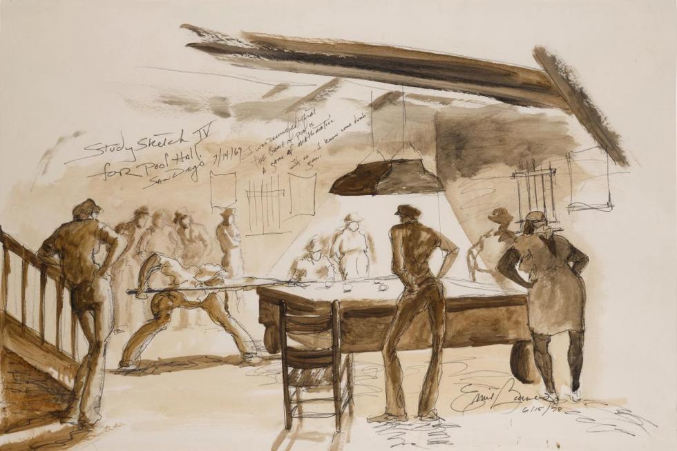 Study Sketch For Pool Hall, 1978 Artwork by Ernie Barnes